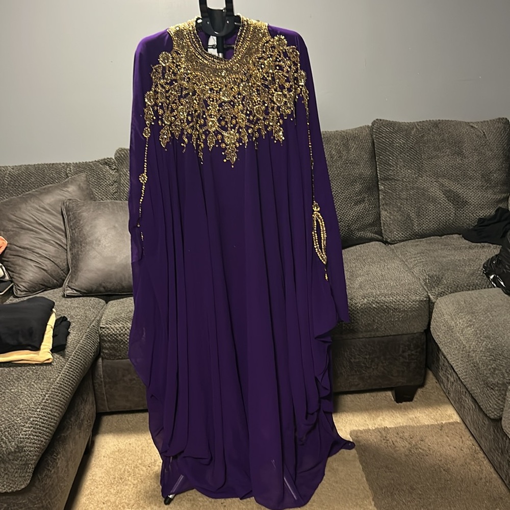 Elegant Purple Embellished Dress - Picture 3 of 3
